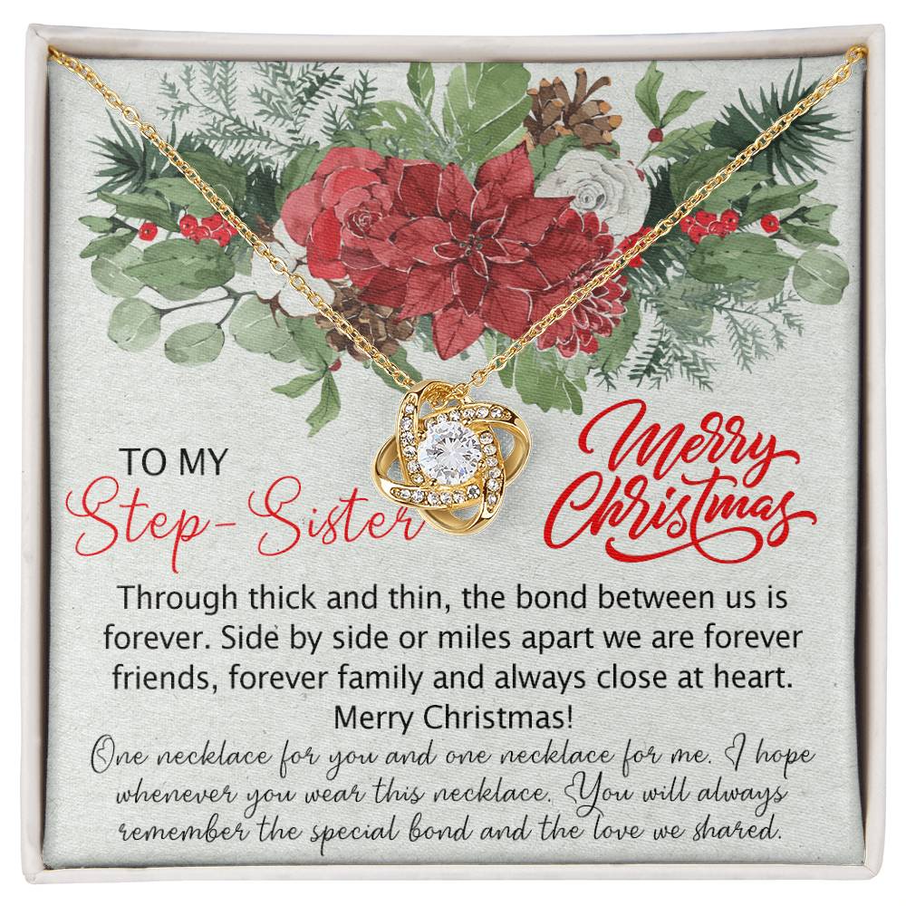 To My Step Sister Love Knot Necklace From Brother, Best Friend Pendant Inspirational Gift Necklace For Step Sister, Jewelry Gift For Girls, Women Bonus Sisters Gift Necklace, Necklace For Sister