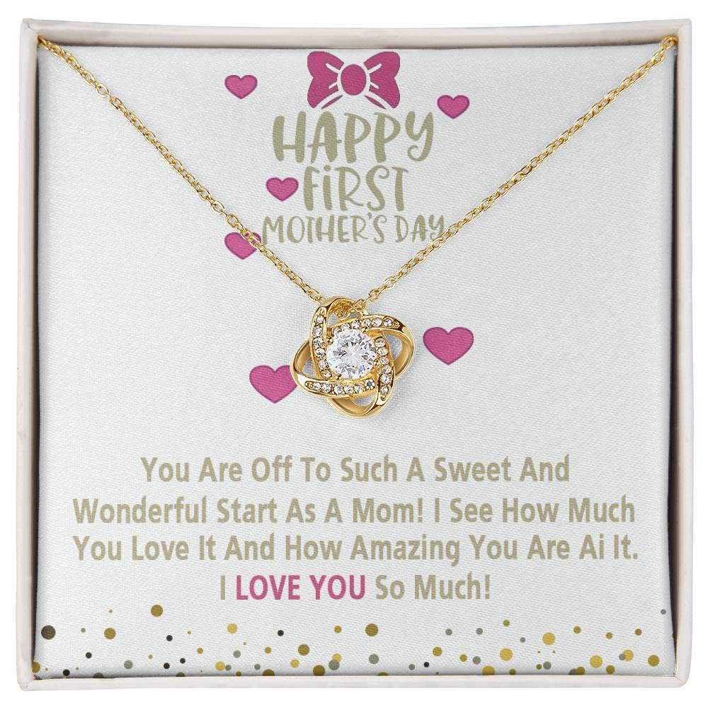 Happy Morther's Day Necklace, To My Mother Lovev Knot Necklace Gift Form Daughter, First Mother Day Necklace Gift, Mother And Daughter Gift Necklace For Mother Gift Necklace Jewelry Gift For Women