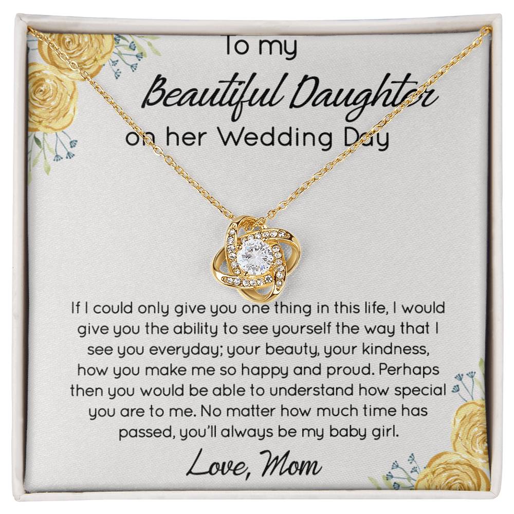 Personalized Gift Necklace For Daughter On Her Wedding Day, Jewelry For Daughter With Message Card And Box, To My Beautiful Daughter On Her Wedding Day Necklace From Mom, Mother To Daughter Gift