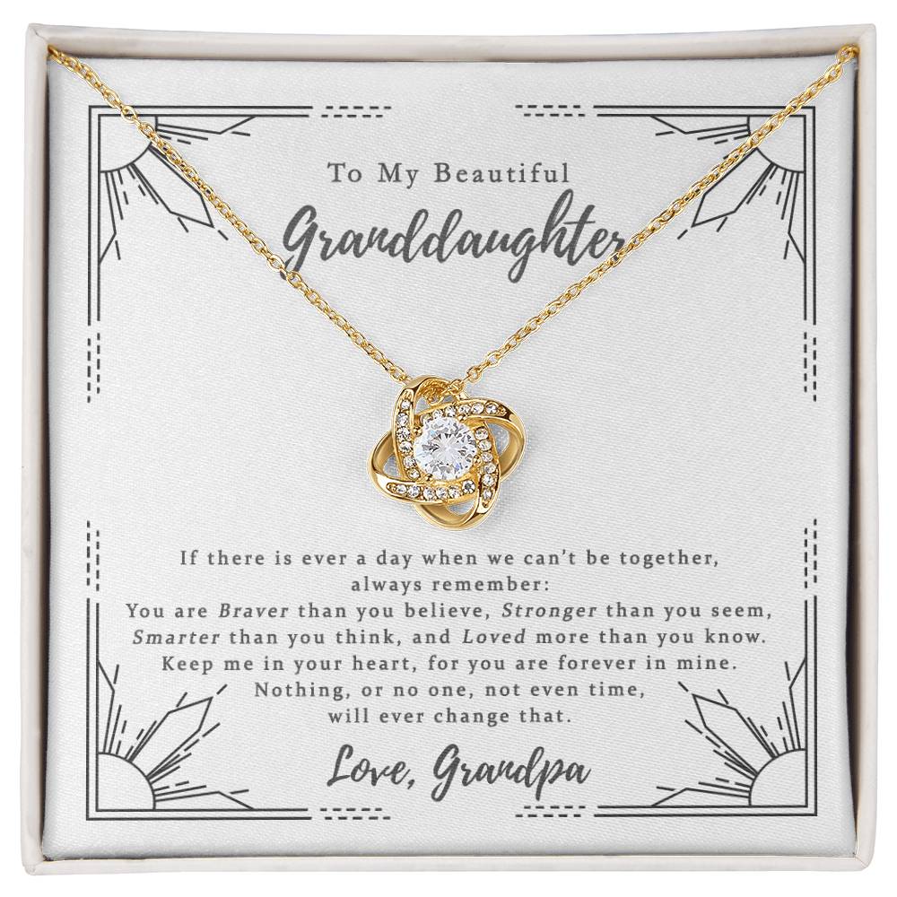 Love Knot Necklace For Granddaughter - To My Beautiful Granddaughter Necklace From Grandpa, Grandfather Gift Necklace On Birthday Gift Graduation Gift, Christmas Love Granddaughter Gift Necklace