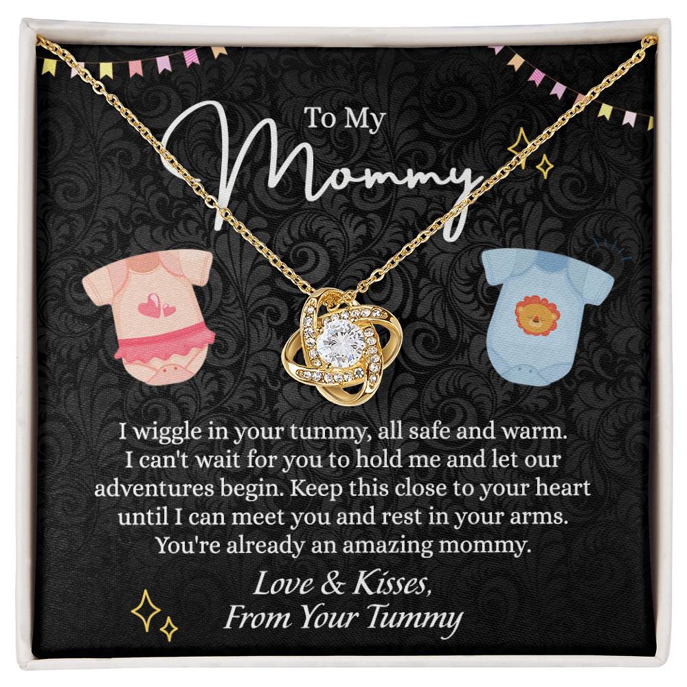 To My Mommy Love Knot Necklace, Mommy Gifts Necklace from Baby, Mommy Gift Necklace from Baby to Mom On Birthday, Gifts for Mom from Baby, New Mom Gift From Husband, New Mom Jewelry Gift For Wome