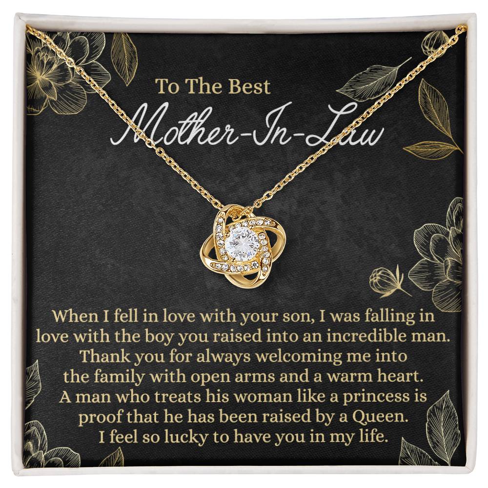 Mother In Law Gift Necklace, To The Best Mother In Law Love Knot Necklace From Daughter In Law, Jewelry Gift for Women, Mother In Law, Bonus Mom Gift Necklace, Mother-In-Law Gift Love Knot Pendant