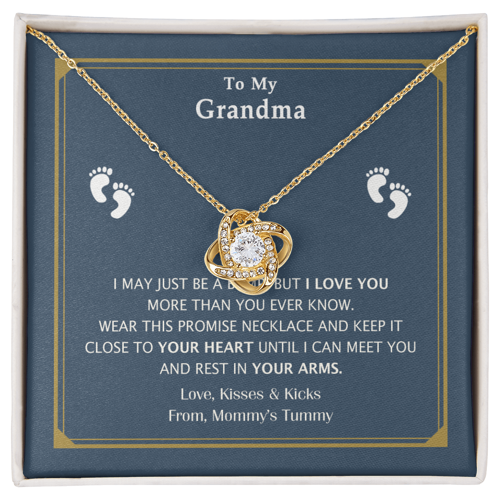 Grandma Gift Necklace From Mommy's Tummy - To My Grandma Love Knot Necklace From Granddaughter, Grandmother Grandma Necklace from Grandchildren Granddaughter - Jewelry Gift for Women, Grandma Gift