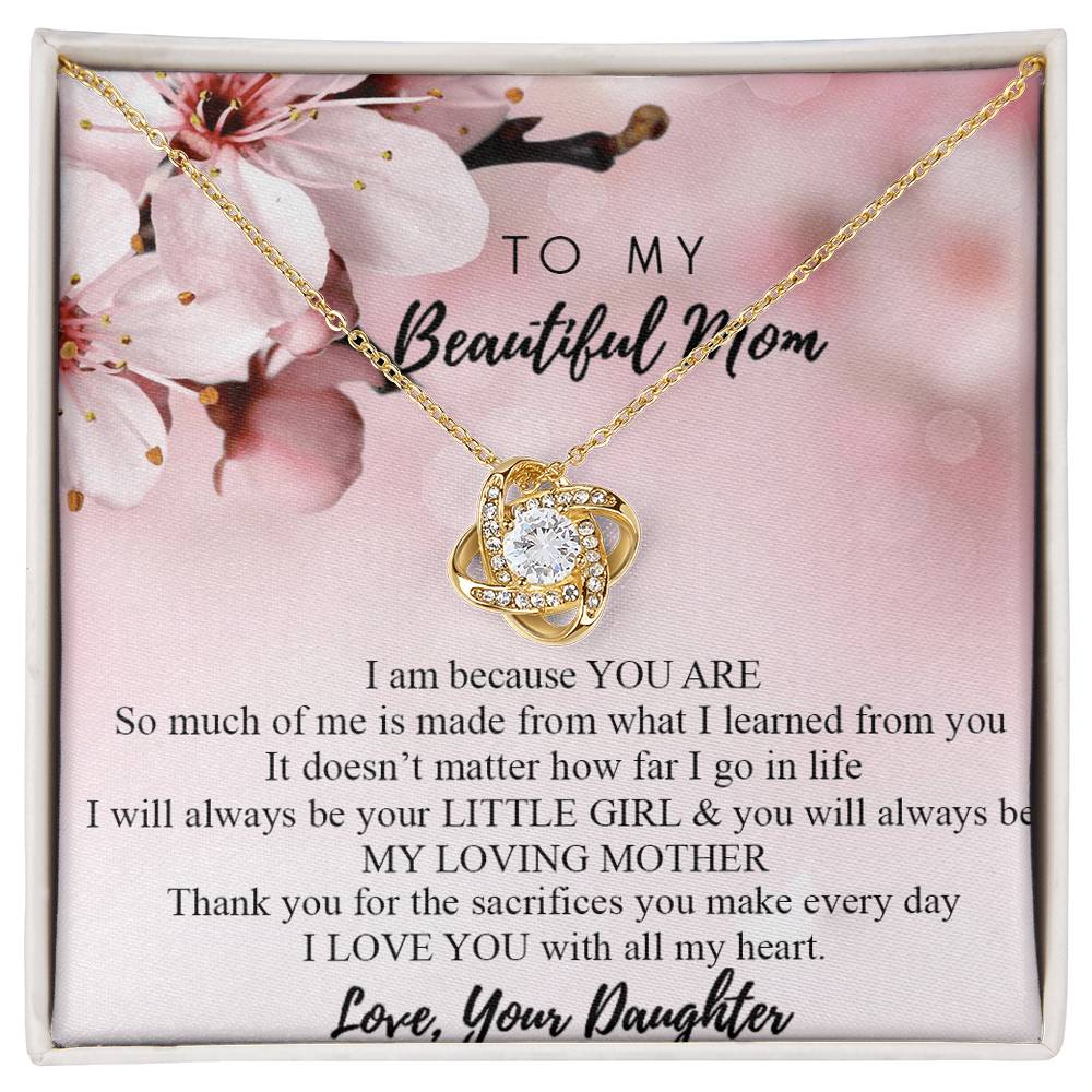 To My Mom Necklace From Daughter, Mother's Day Jewelry For Mom, Mother, Mother In law, Loving Mother Gift Necklace, Unique Moms Gift Ideas, Beautiful Mom Gift Love Knot Necklace On Mothers Day