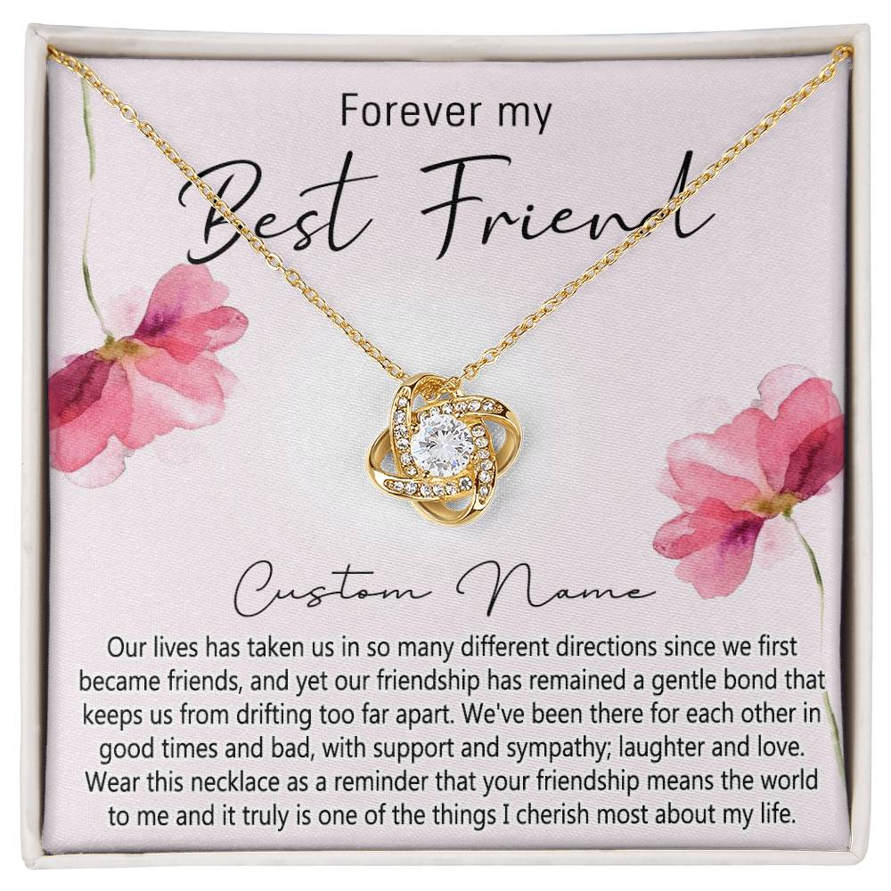 Personalized Gift Necklace For Best Friend, Thank you Necklace Gift for Friend, Best Friend Jewelry Gift Love Knot Pendant, Forever My Best Friend Love Knot Necklace Gift From Friend On Anniversary