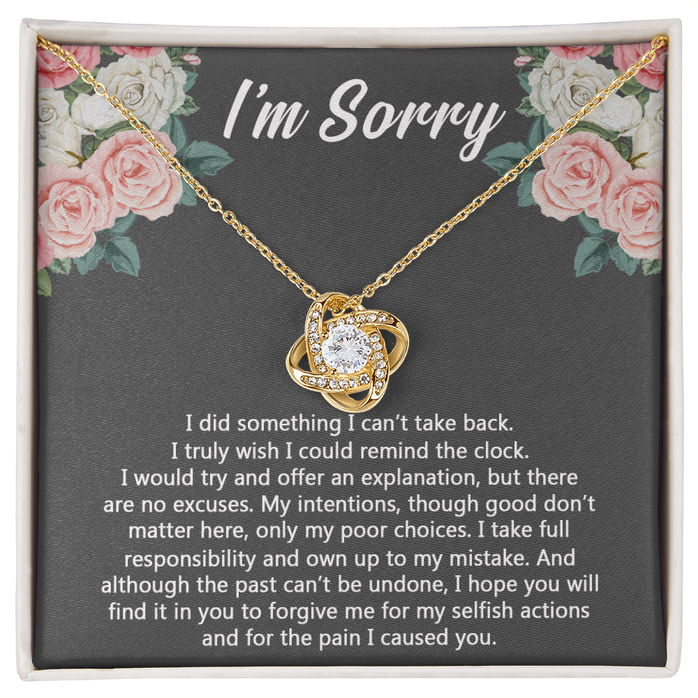 I'm Sorry Gift Necklace for Her, Apology Gifts Necklace for Girls, Woman Sorry Gift Necklaces with Meaningful Message Jewelry Sorry Gift Love Knot Necklace For Girlfriend Wife Soulmate Best Friend