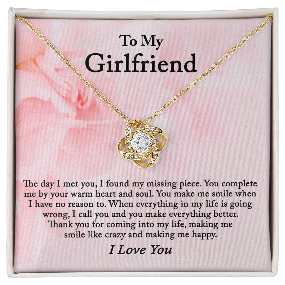 To My Girlfriend Necklace From Boyfriend, Husband, Gift Necklace For Girlfriend Love Knot Pendant Gift For Girlfriend, Soulmate Necklace To Girlfriend Jewelry Gift For Girls Making Me Smile Necklace