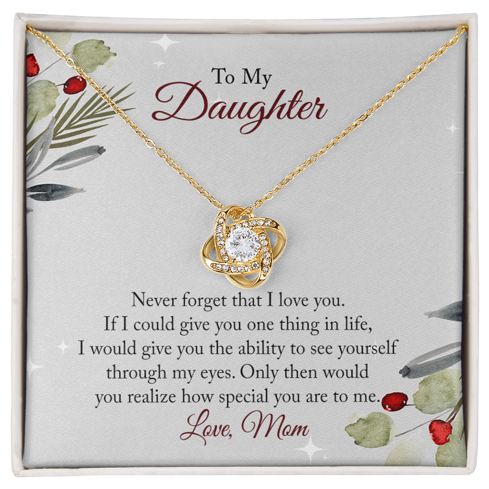 To My Daughter Necklace From Mom, Christmas Necklace with Message Card and Gift Box For Daughter, Mother And Daughter Necklace Gift On Birthday Wedding Graduation Gift Never Forget Necklace