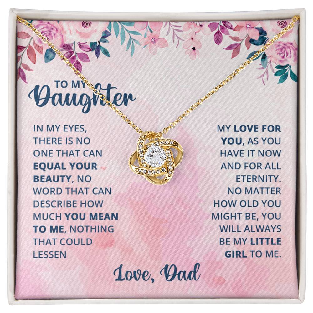 Father To Daughter Gifts Necklace From Dad, Father And Daughter Love Knot Necklace, To My Daughter Necklace From Daddy On Graduation, Birthday, Valentines, Christmas For Daughter Beautiful Girl