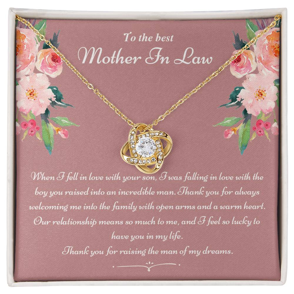 To The Best Mother In Law Gifts Love Knot Necklace, Mother's Day Necklace Gifts