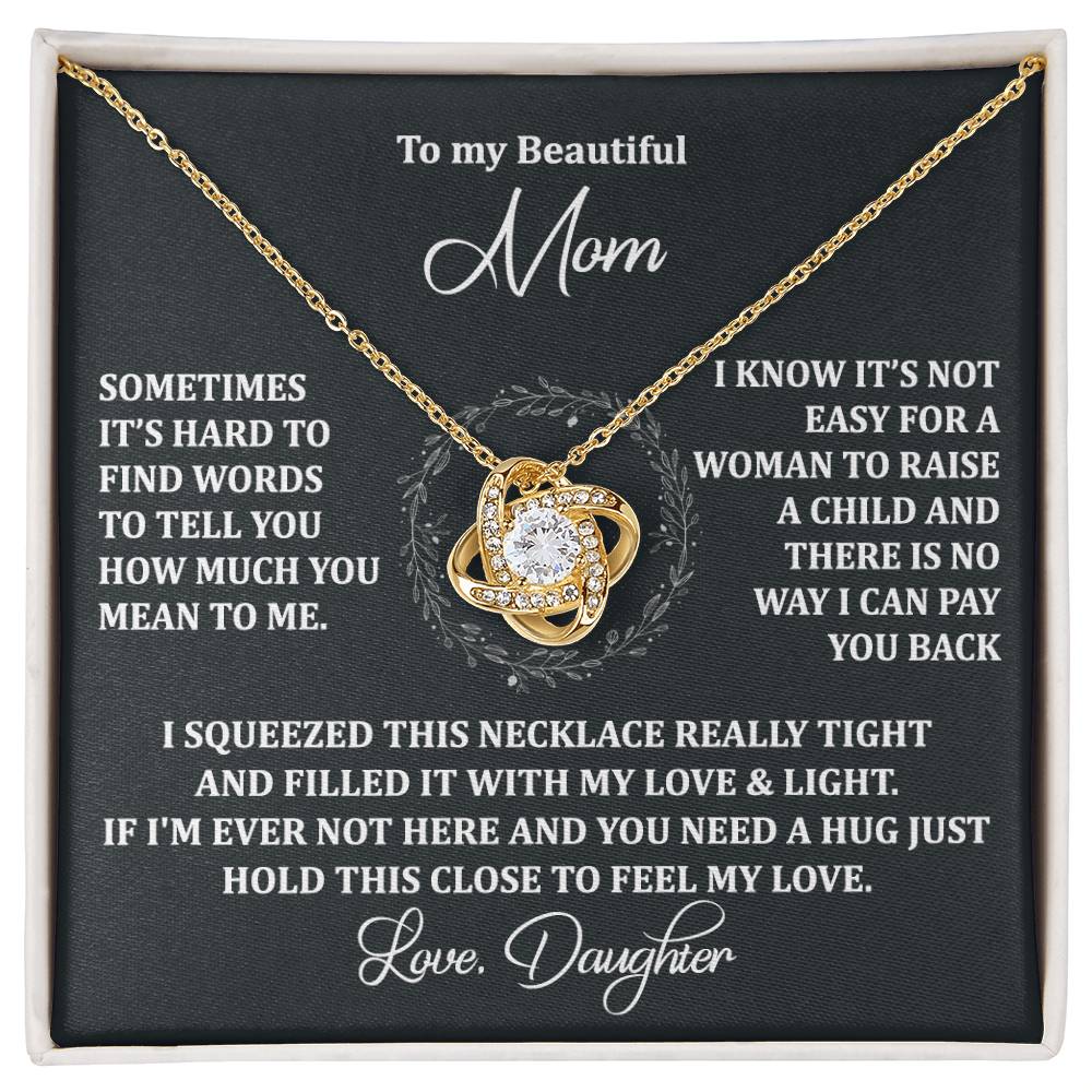 To My Beautiful Mom Necklace Gift From Daughter, Jewelry For Women Pay you Back