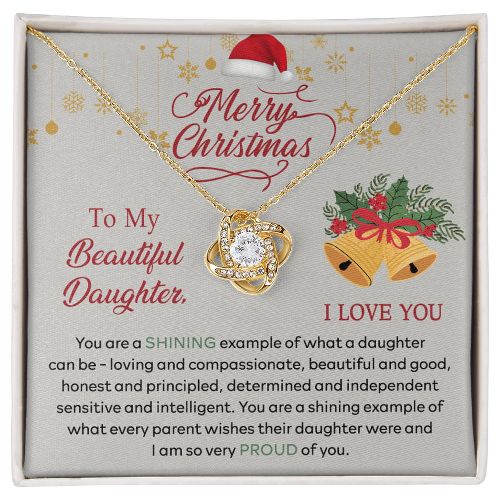 Merry Christmas Daughter Gift Necklace - To My Beautiful Daughter Necklace From Mom, Mother And Daughter Jewelry Gift For Daughter Christmas Gift, Graduation Gift For Daughter I Love You Necklace