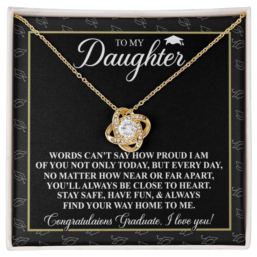 To My Daughter Gift Necklace From Father to Daughter Gift, Birthday Necklace Love Knot Pendant Necklace Gift Message Card and. Gift Box styles On Birthday, Christmas, Anniversary Graduation Gift