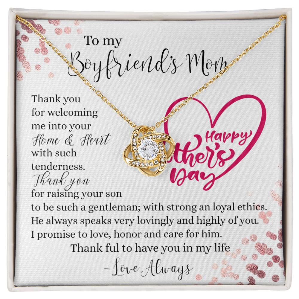 To My Boyfriend's Mom Necklace From Girlfriend, Gift Necklace To Boyfriends Mom, Necklace For Boyfriend's Mom On Mothers Day Birthday Gift Christmas Anniversary, Happy Mother's Day Jewelry For Women
