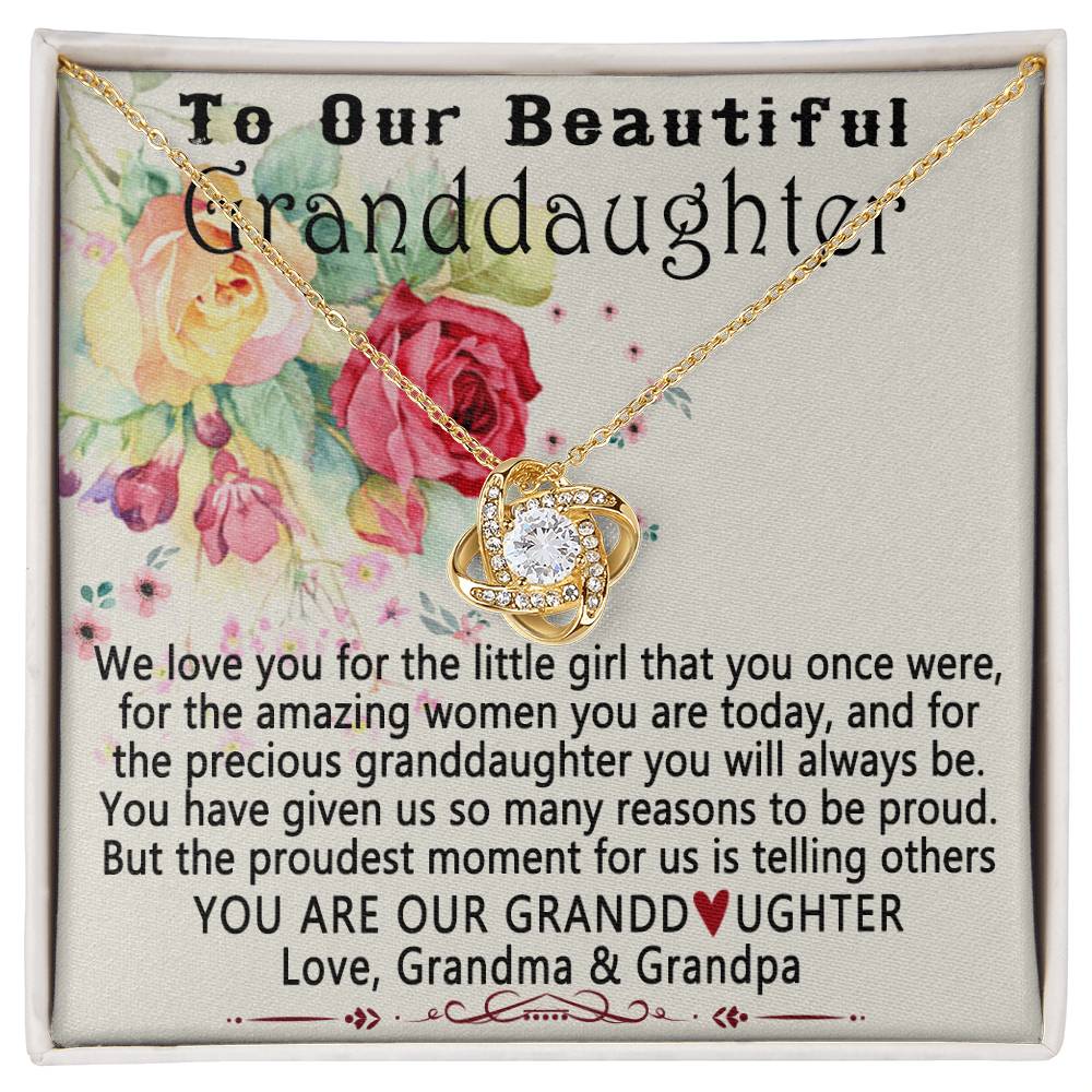 To Our Beautiful Granddaughter Necklace From Grandma And Grandpa To Granddaughter Love Knot Necklace, Gift Necklace To Granddaughtr, You Are Our Grandaughter Necklace Gift For Girls, Little Girl