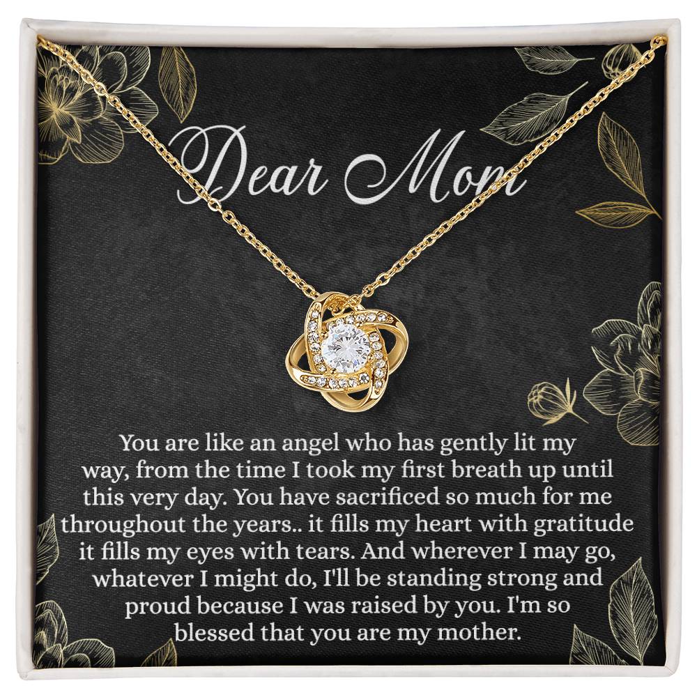 To My Mom Necklace From Daughter, Mom Gift Necklace, Mother And Daughter Gift Love Knot Necklace, Dear Mom Card And Necklace Gift On Mothers Day, Anniversary, Birthday Gifts, Jewelry For Mom