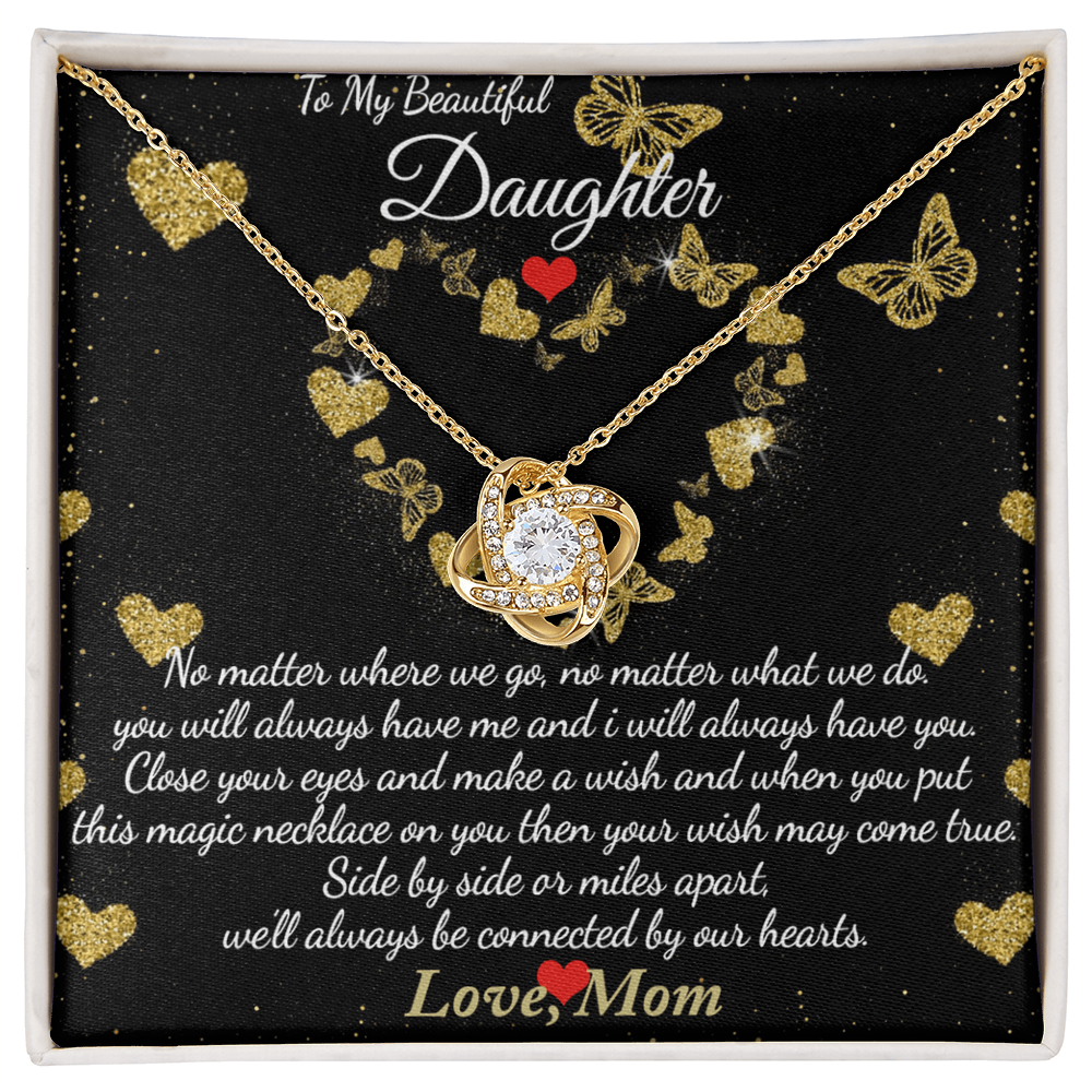 To My Beautiful Daughter Necklace Gift From Mom, Mother And Daughter Gifts Necklace With Message Card And Box, Jewelry Gift For Girls, Daughter On Birthday, Graduation Gift Box and Message Card