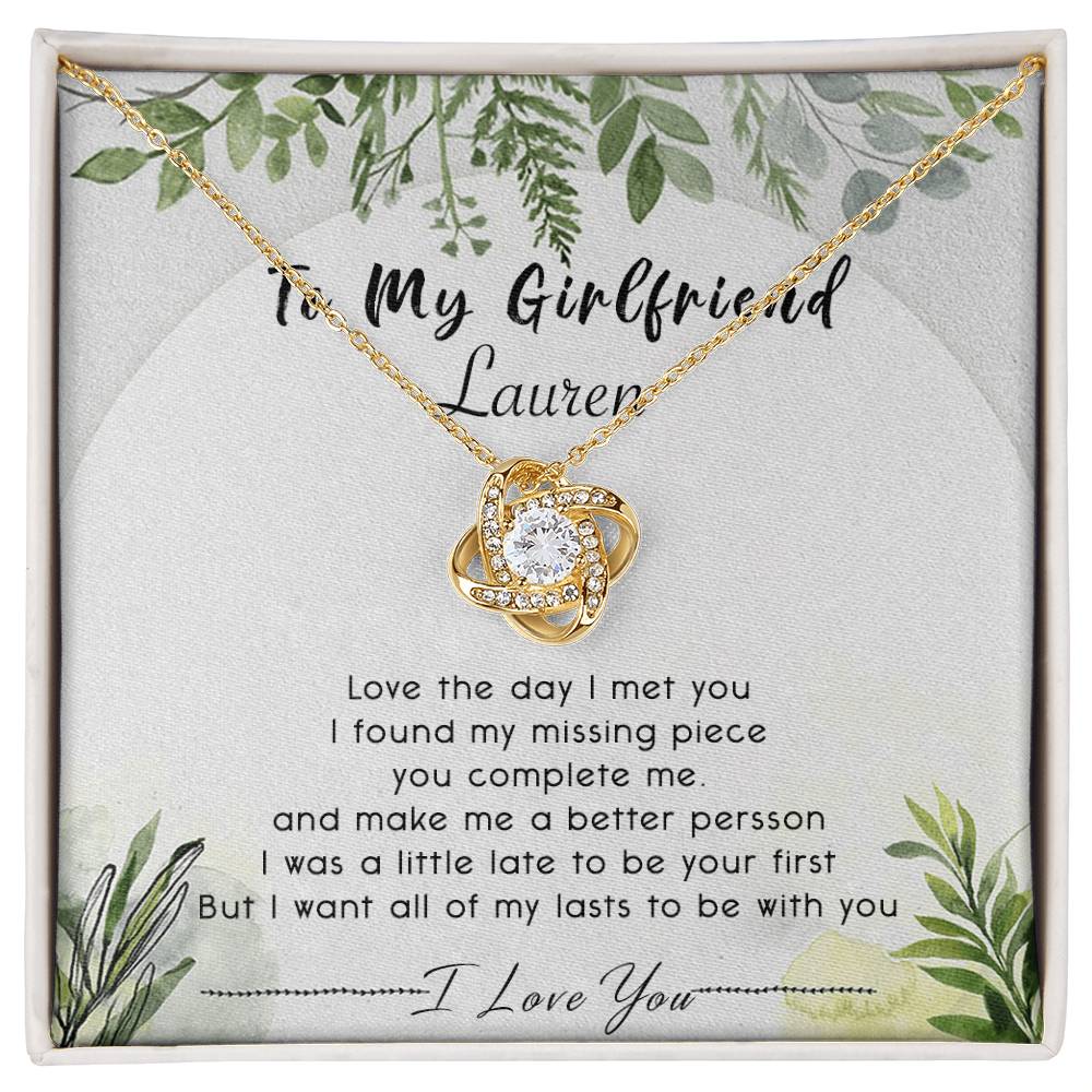 To My Girlfriend Necklace From Boyfriend, Husband, Beautiful Girlfriend Gift Necklace - Jewelry Gift For Girls, Love The Day Love Knot Pendant Gift For Girlfriend, Soulmate Personalize Necklace