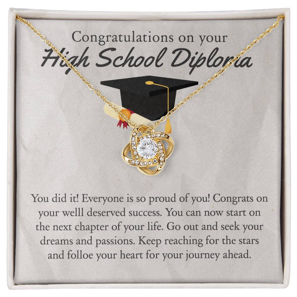 High School Diploma Gift Necklace, High School Diploma Graduation Love Knot Necklace, Grad Gift Jewelry For Her, Knot Pendant Gift On Phd Graduation Gift Graduating Class Of 2026 Graduation Gift