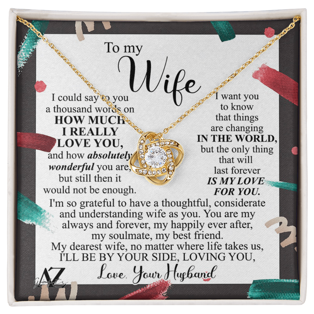 Christmas Gift Necklace for Wife Present, Husband Wife Gift Necklace, To My Wife Necklace Gift from Husband, Love Knot Necklace Gift On Xmas Gift, Valentine's Day Long Distance Necklace for Wife