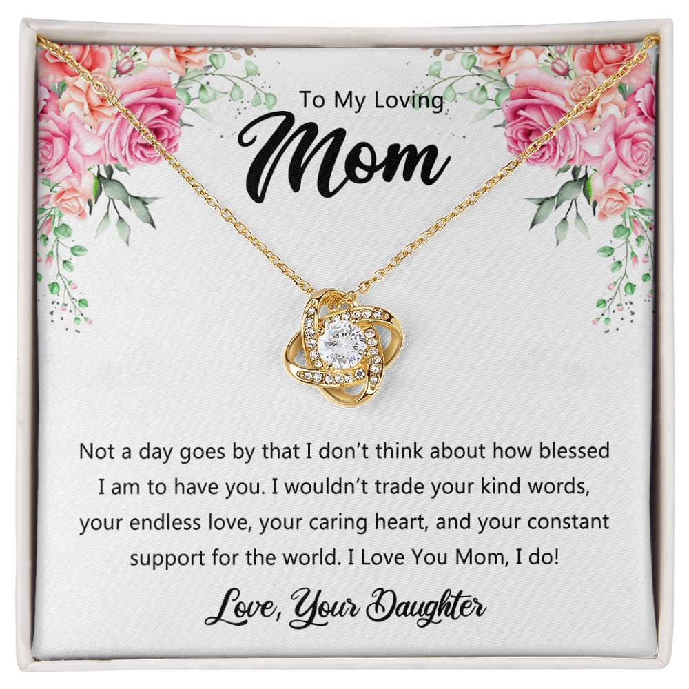 To My Loving Mom Necklace From Daughter, Happy Mother's Day Necklace, To My Mom Love Knot Necklace, Mother And Daughter Necklace Gift For Mom On Mother's Day, Birthday Gift Anniversary Jewelry Gift