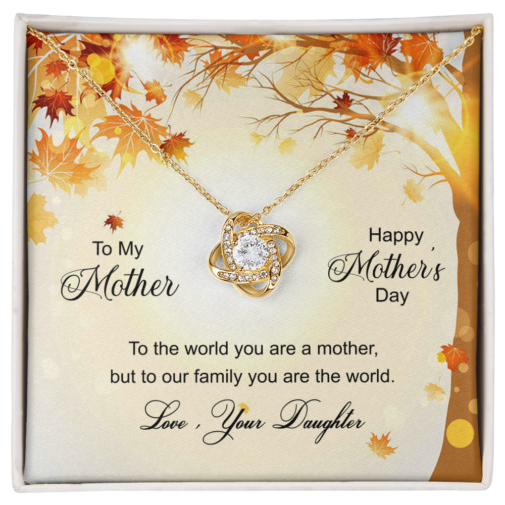 Happy Mother's Day Gift Necklace, To My Mother Love Knot Necklace From Daughter, Badass Mom Necklace Gift For Mom, Mother And Daughter Jewelry Gift For Women, Bonus Mom You Are The World Necklace