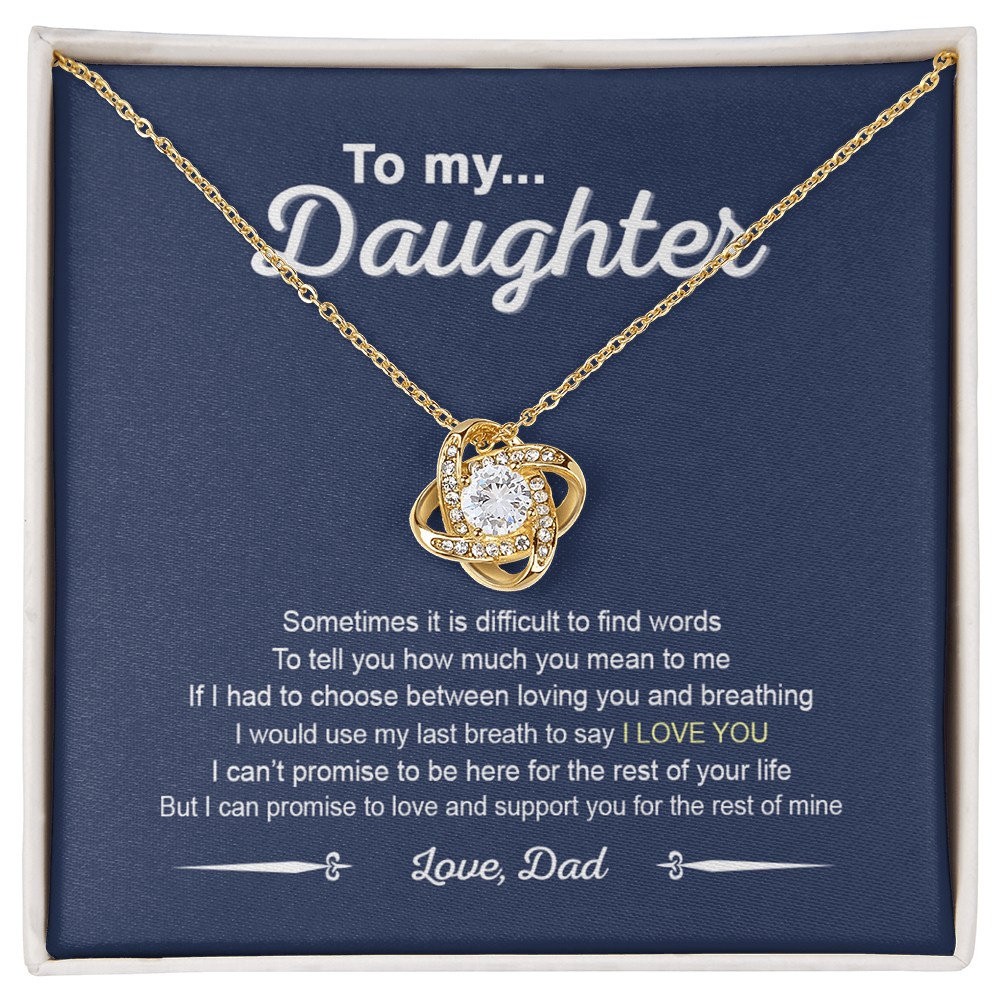 To My Daughter Love Knot Necklace From Dad, Father And Daughter Love Knot Pendant Gift For Daughter From Daddy To Daughter Love Knot Jewelry Gift For Girls, Love And Support Necklace For Daughter
