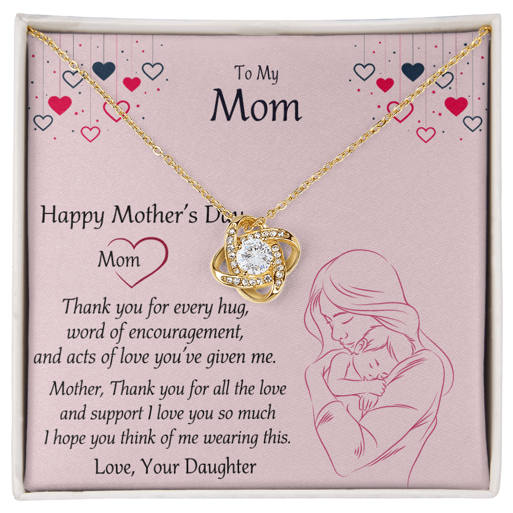 Happy Mothers Day Necklace, To My Mom Necklace From Mom, Mother Day Jewelry Gift Personalized Mothers Day Necklace Gifts For Mom Mother To Daughter Thank Gift Love Knot Necklace For Mom Jewelry