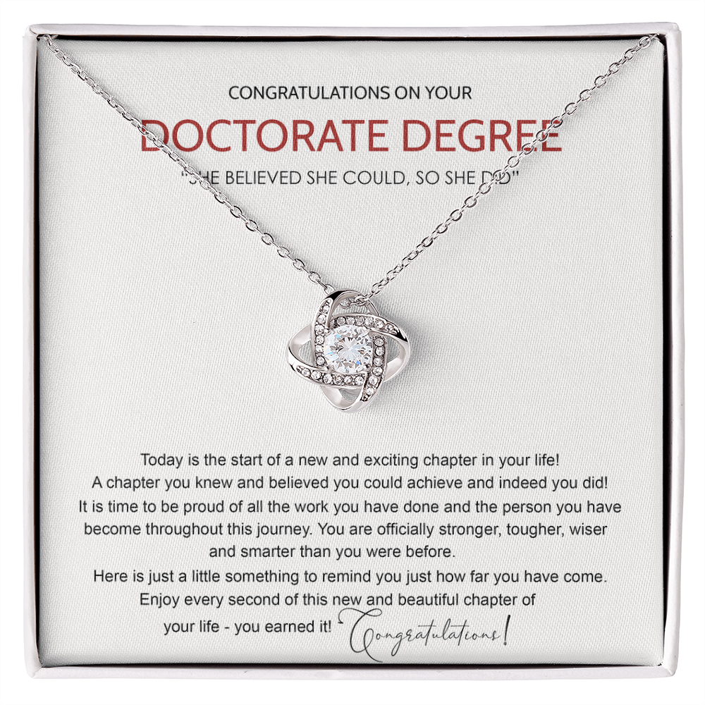 Doctorate Degree Necklace From Mom, Doctorate Degree Love Knot Necklace Gift On PhD Doctoral Graduation, Graduate Graduating, Class of 2025 Congrats Graduation Pendants Gift For Her, Daughter FBA