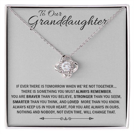 To Our Granddaughter Necklace From Grandma And Grandpa, Love Knot necklace For Granddaughter, Always Remember Necklace For Granddaughter, Our Granddaughter Jewelry Gift For Girls, Littler Girl
