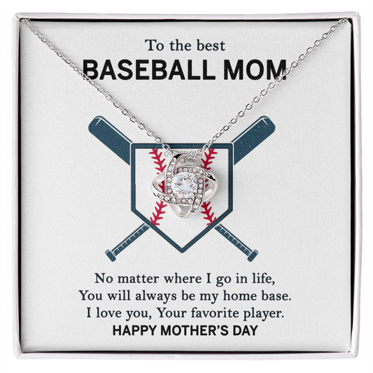 Baseball Mom Necklace, To The Best Baseball Mom Necklace From Son, Favorite player Necklace Gift For Mom, Happy Mother's Day Necklace Gift For Baseball Mom Love Knot Necklace Jewelry Gift For Women