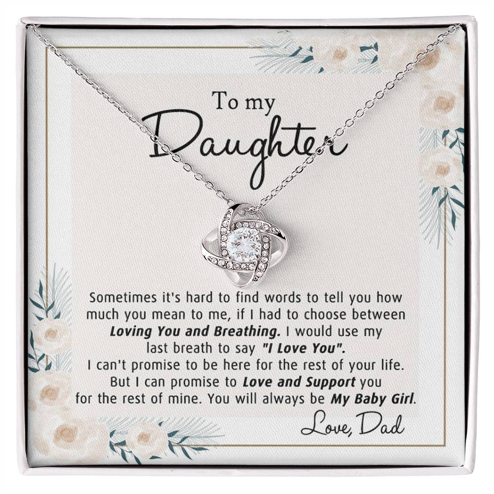 To My Daughter Gift Necklace From Dad with Message Card and Gift Box for Daughter Gift Necklace, Father And Daughter Gift Jewelry For Girls, Little Girl Necklace Loving You And Breathing Jewelry
