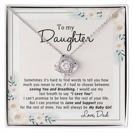 To My Daughter Gift Necklace From Dad with Message Card and Gift Box for Daughter Gift Necklace, Father And Daughter Gift Jewelry For Girls, Little Girl Necklace Loving You And Breathing Jewelry