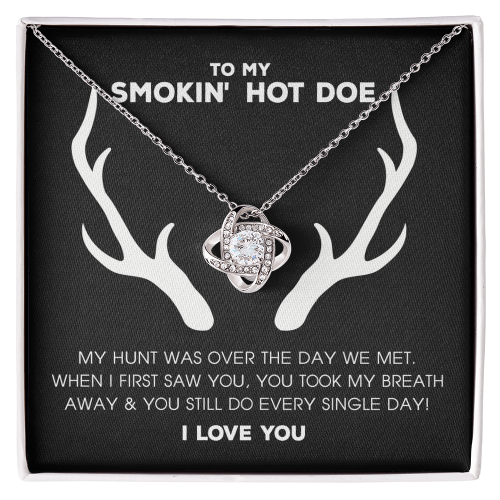To My Smokin' Hot Doe Necklace From Husband, Jewelry Gifts For Women, My Wife Love Knot Pendant Gift For Soulmate, Personalized Gift Necklace for Smokin Hot Doe Future Wife Soulmate Girlfriend