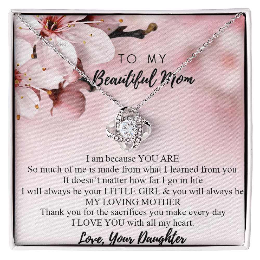 To My Mom Necklace From Daughter, Mother's Day Jewelry For Mom, Mother, Mother In law, Loving Mother Gift Necklace, Unique Moms Gift Ideas, Beautiful Mom Gift Love Knot Necklace On Mothers Day
