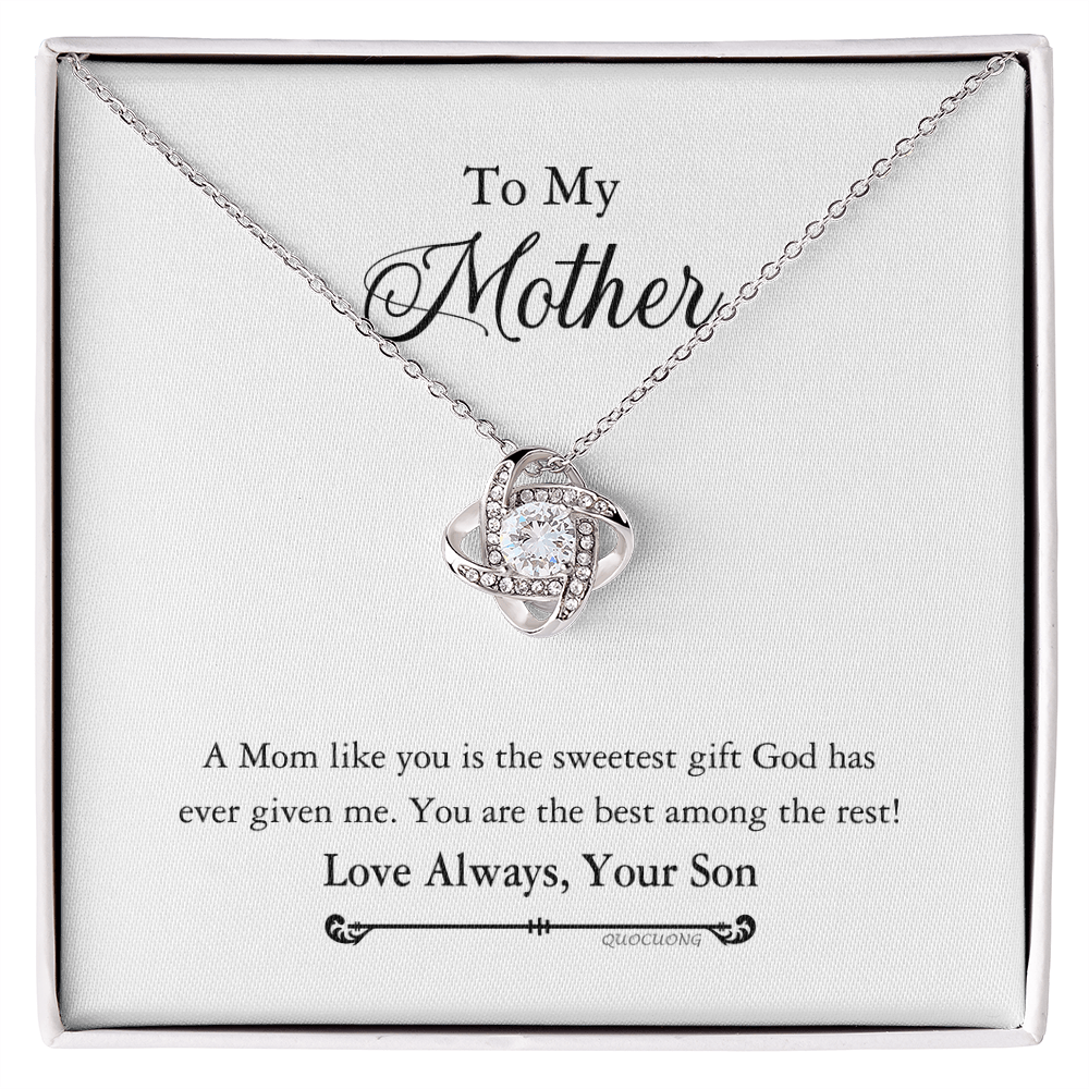 To My Mother Necklace Gift From Son, Happy Mother's Day Love Knot Pendant For Mom Necklace Gift Love Always Your Son For Mom, Mother Gift Necklace To Son, Mamato Be Gift Necklace From Son