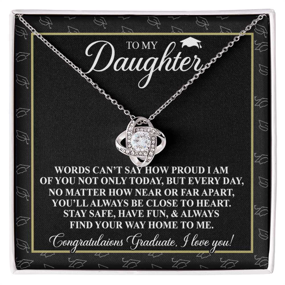 To My Daughter Gift Necklace From Father to Daughter Gift, Birthday Necklace Love Knot Pendant Necklace Gift Message Card and. Gift Box styles On Birthday, Christmas, Anniversary Graduation Gift