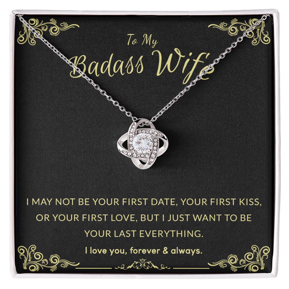 To My Badass Wife Necklace From Badass Husband, Gifts Necklace Husband To Wife Love Knot Pendant, Jewelry Gift For Women, My Wife Love Knot Necklace Gift For Badass Wife Soulmate Necklace Gift Wife