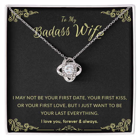 To My Badass Wife Necklace From Badass Husband, Gifts Necklace Husband To Wife Love Knot Pendant, Jewelry Gift For Women, My Wife Love Knot Necklace Gift For Badass Wife Soulmate Necklace Gift Wife