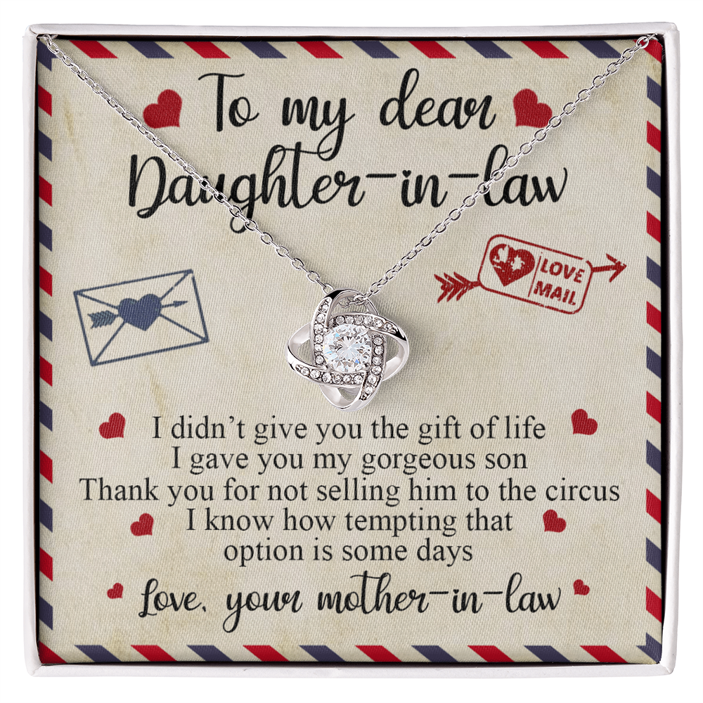 To My Dear Daughter-in-Law Gift Necklace From Mother In Law, Luxe Love Knot Necklace Gift Set, Necklaces For Girls, Little Girl Daughter In Law Gifts Necklace, Jewelry Gifts For Women Gifts