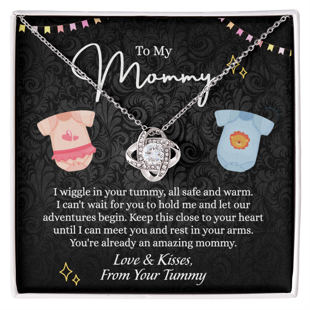 To My Mommy Love Knot Necklace, Mommy Gifts Necklace from Baby, Mommy Gift Necklace from Baby to Mom On Birthday, Gifts for Mom from Baby, New Mom Gift From Husband, New Mom Jewelry Gift For Wome