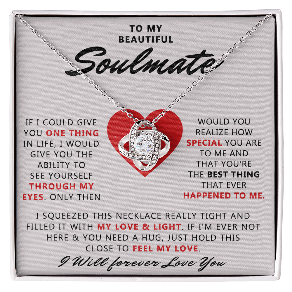 To My Beautiful Soulmate Necklace From Husband, Boyfriend, Anniversary For Wife Necklace, Jewelry Gift For Wife, Soulmate Gift Necklace for Her Romantic, Girlfriend Gifts Necklace Message Card