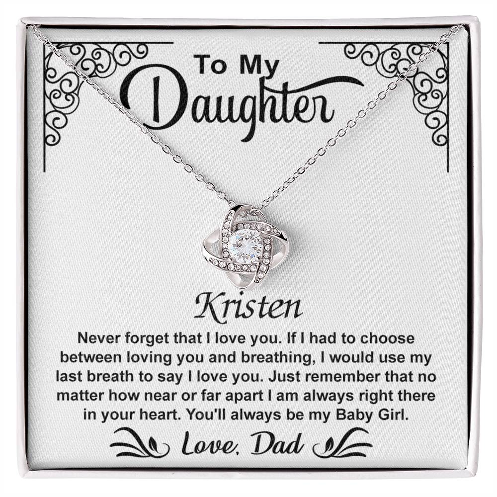 To My Daughter Love Knot Necklace with Luxury Box Gift From Dad, To My Daughter Lion Dad And Daughter - Father Daughter Gifts Ideas Love, Pendant Necklaces On Birthday, Christmas