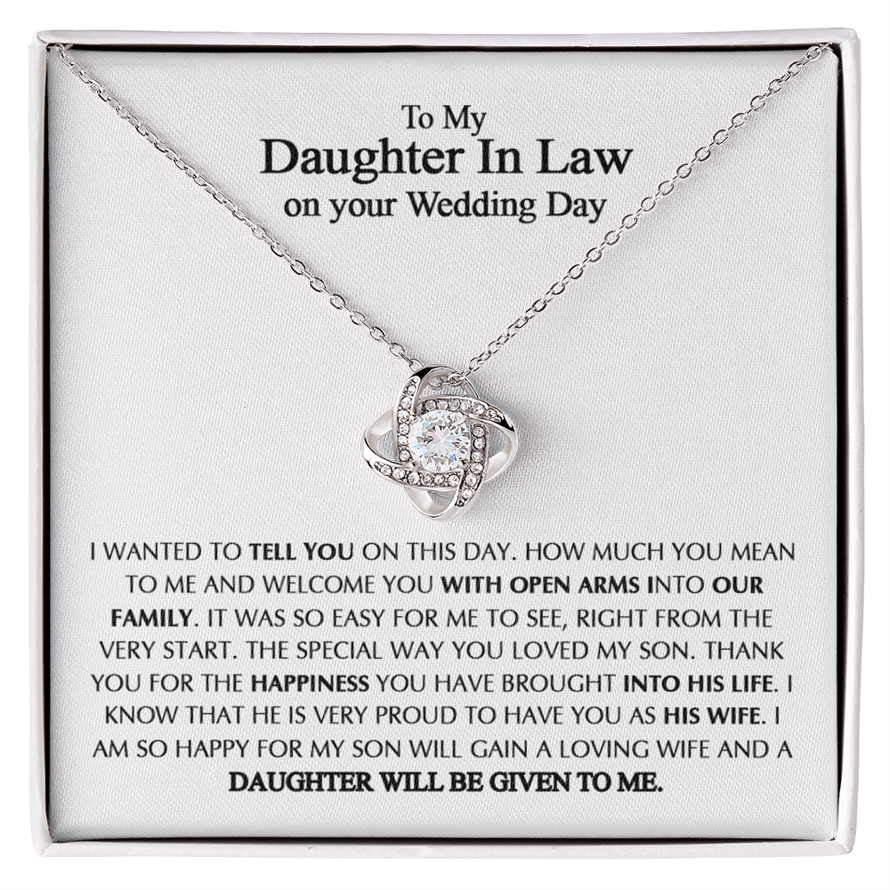 To My Daughter-In-Law On Your Wedding Necklace From Mother In Law, Daughter In Law Gift On Wedding Day, Future Daughter In Law, Bride Gift From Mother In Law - Jewelry Gift For Girls, Little Girls