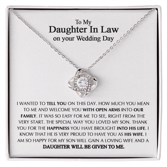 To My Daughter-In-Law On Your Wedding Necklace From Mother In Law, Daughter In Law Gift On Wedding Day, Future Daughter In Law, Bride Gift From Mother In Law - Jewelry Gift For Girls, Little Girls