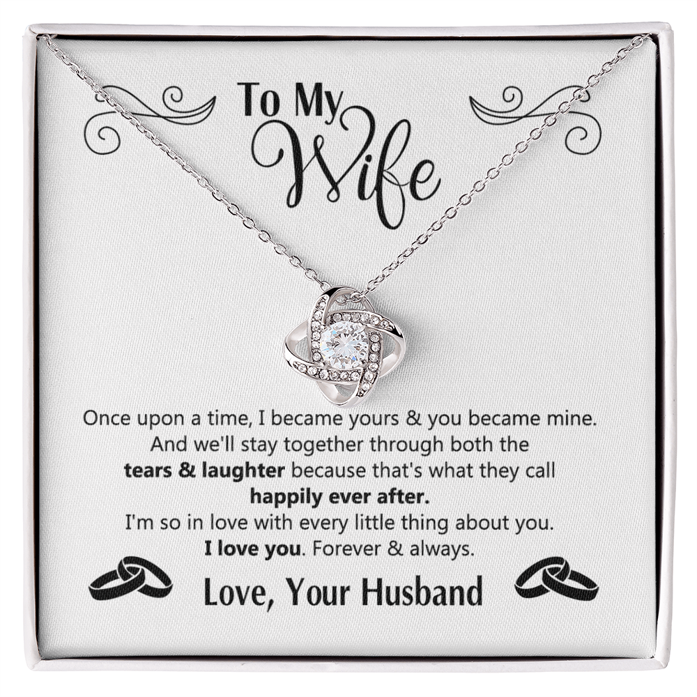 To My Wife Necklace Gift From Husband, Love Your Husband Love Knot Necklace Gift For Wife Soulmate Gift Necklace Girlfriend Husband To Wife Love Knot Pendant Jewelry Gift For Women, Woman Necklace