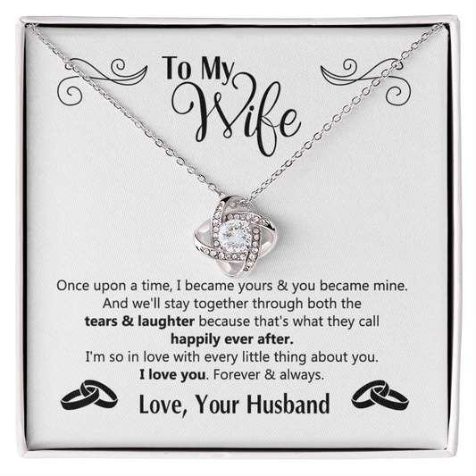 To My Wife Necklace Gift From Husband, Love Your Husband Love Knot Necklace Gift For Wife Soulmate Gift Necklace Girlfriend Husband To Wife Love Knot Pendant Jewelry Gift For Women, Woman Necklace