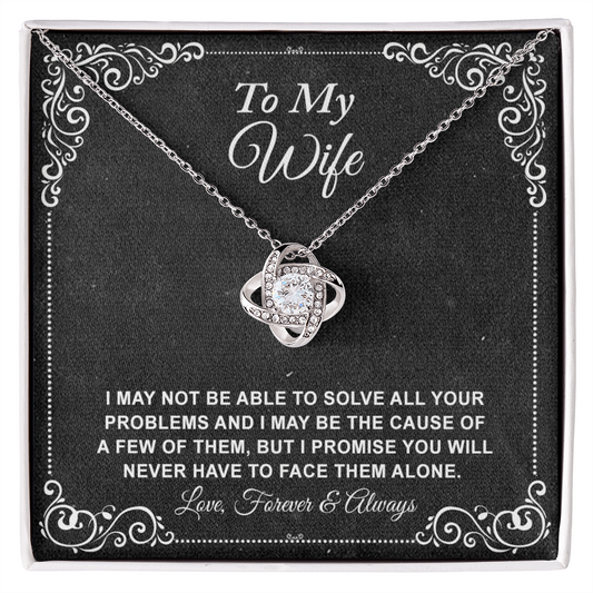 To My Wife Necklace From Husband, Love Knot Necklace Gift For Wife Husband To Wife Knot Pendant For Wife Jewelry Gift For Women, Wife Gift Necklace Soulmate Gift Pendant Forever And Always Necklace