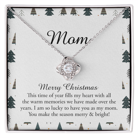 To My Mom Necklace, To My Mom Love Knot Necklace From Daughter Son To Mom Mother In Law Pendant Christmas Necklace Gift For Mother In Law Gift Necklace, Merry Christmas Necklace Gift For Mom, Mommy