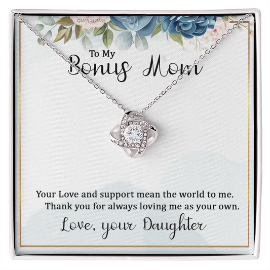 Bonus Mom Gift Necklace, Bonus Mom And Bonus Daughter Love Knot Necklace, To My Bonus Mom Necklace From Daughter, Thank You For Always Mom Necklace Gift On Mother's Day, Birthday Gift Anniversary